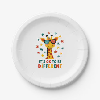 It's Ok To Be Different Giraffe Autism Awareness B ペーパープレート
