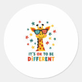 It's Ok To Be Different Giraffe Autism Awareness B ラウンドシール (正面)