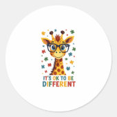 It's Ok To Be Different Giraffe Autism Awareness B ラウンドシール (正面)