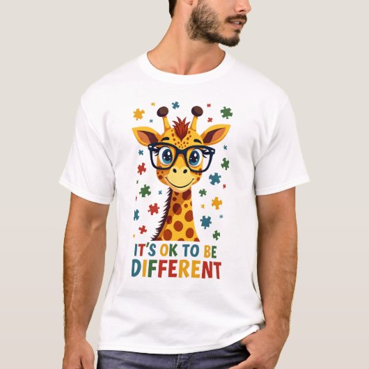 It's Ok To Be Different Giraffe Autism Awareness B Tシャツ (正面)