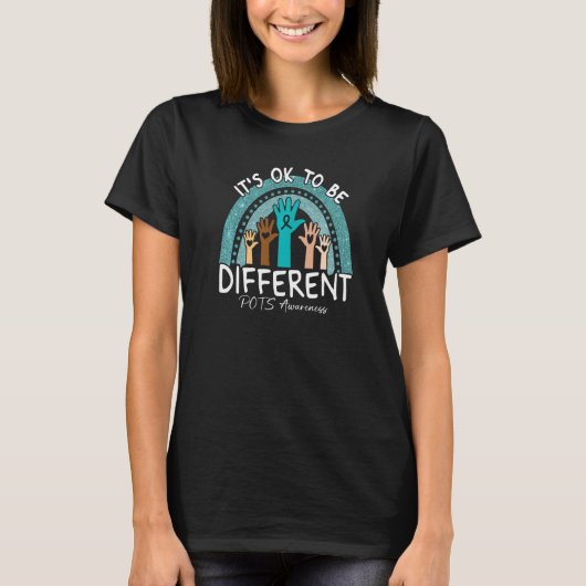 It's Ok To Be Different POTS Awareness Teal Rainbo Tシャツ (正面)