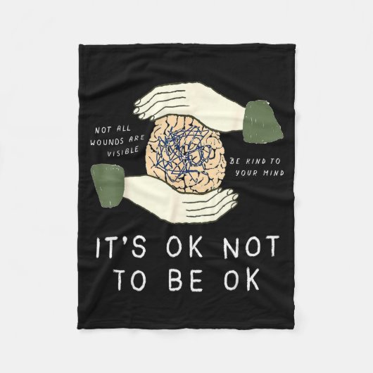 Its Ok To Not Be Ok Suicide Prevention Awareness B フリースブランケット (正面)