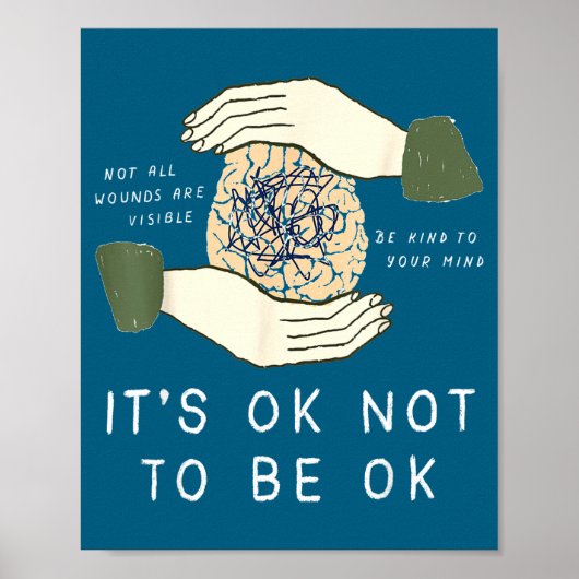 Its Ok To Not Be Ok Suicide Prevention Awareness B ポスター (正面)