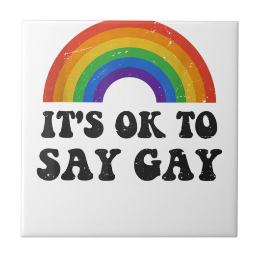 Its Ok To SayゲイフロリダLGBTQレインボープライドゲイ タイル (正面)
