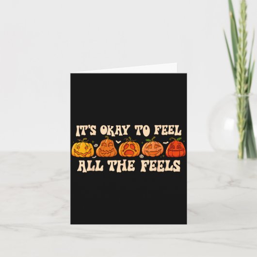 It's Okay To Feel Mental Health Fall Pumpkin Hallo カード (正面)