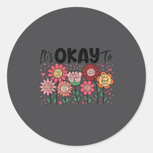 It's Okay To Make Mistakes Be Different Flower Ins ラウンドシール (正面)