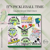 It's Pickleball Time Square Wall Clock スクエア壁時計