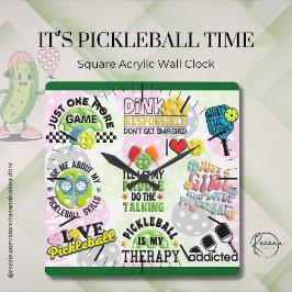 It's Pickleball Time Square Wall Clock スクエア壁時計