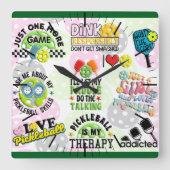 It's Pickleball Time Square Wall Clock スクエア壁時計 (正面)