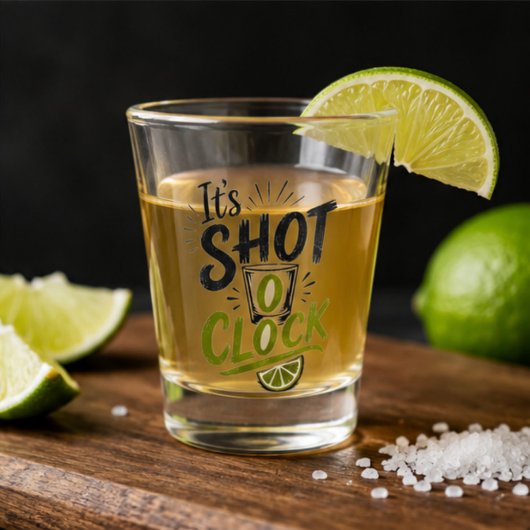 It's "Shot O'clock" typography fun shot glass. ショットグラス