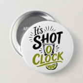 It's "Shot O'clock" typography fun shot glass. 缶バッジ (正面&裏面)