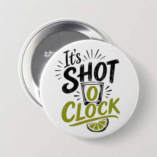 It's "Shot O'clock" typography fun shot glass. 缶バッジ (正面&裏面)