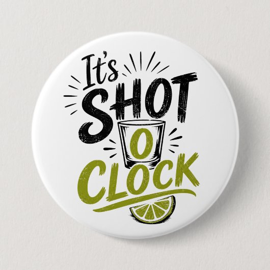 It's "Shot O'clock" typography fun shot glass. 缶バッジ (正面)