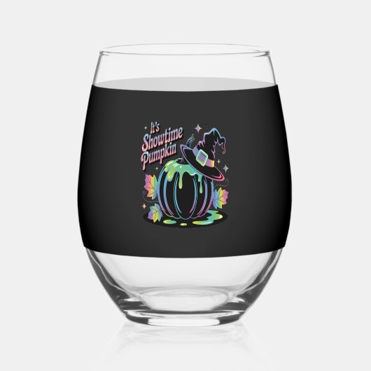 It's Showtime Pumpkin Hat Pumpkin ステムなしワイングラス (正面)