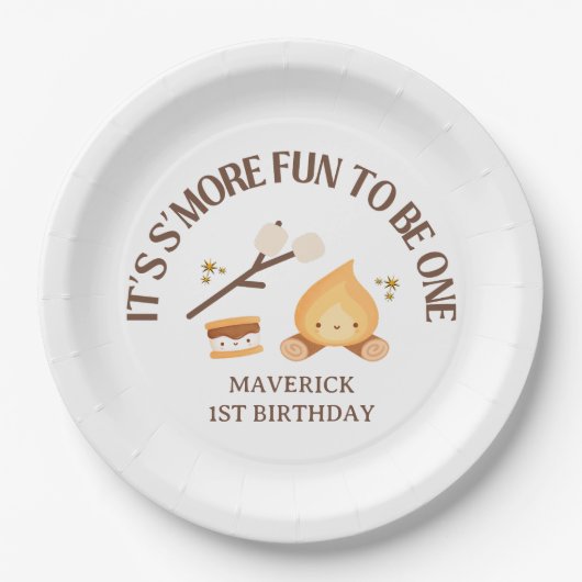 It's S'more Fun to Be One First Birthday ペーパープレート (正面)