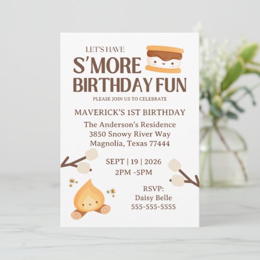 It's S'more Fun to Be One First Birthday  招待状 (スタンド正面)