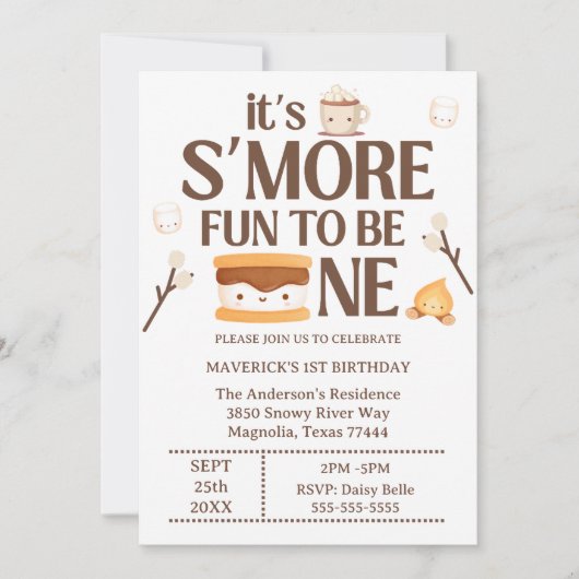 It's S'more Fun to Be One Kids 1st Birthday  招待状 (正面)