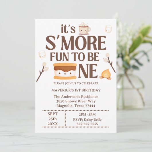 It's S'more Fun to Be One Kids 1st Birthday  招待状 (スタンド正面)