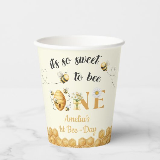 It's So Sweet To Bee 1st Birthday 紙コップ (正面)