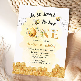 It's So Sweet To Bee 1st Birthday Invitation 招待状