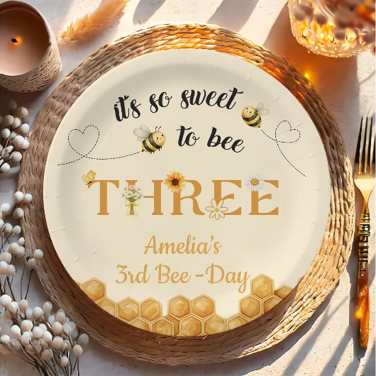 It's So Sweet To Bee 3rd Birthday ペーパープレート