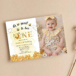 It's So Sweet To Bee Photo 1st Birthday Invitation 招待状