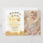 It's So Sweet To Bee Photo 2nd Birthday Invitation 招待状 (正面)