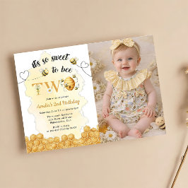 It's So Sweet To Bee Photo 2nd Birthday Invitation 招待状