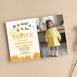It's So Sweet To Bee Photo 3rd Birthday Invitation 招待状