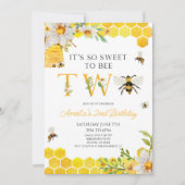 It's So Sweet To Bee TWO 2歳の誕生日パーティー 招待状 (正面)