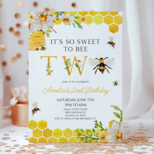 It's So Sweet To Bee TWO 2nd Birthday Party 招待状
