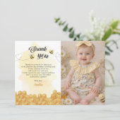 It's So Sweet To Bee Yellow Photo Birthday サンキューカード (スタンド正面)