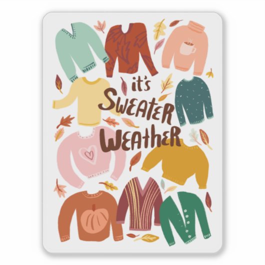 It's Sweater Weather Fall Autumn Seasonal Cute  シール (正面)