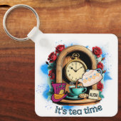 "It's Tea Time"– Alice in Wonderland Inspired キーホルダー (正面)