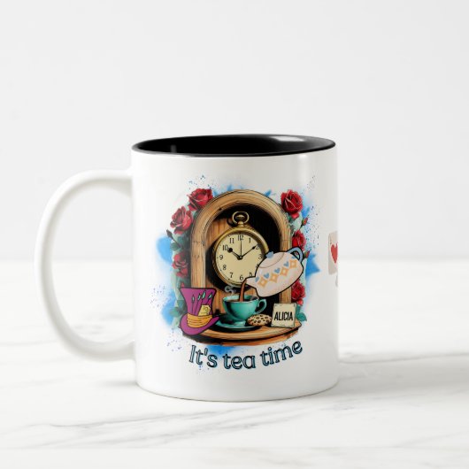 "It's Tea Time" – Alice in Wonderland inspired ツートーンマグカップ (左)