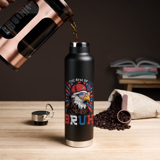 Its The 4th Of July Bruh Bald Eagle Patriotic ウォーターボトル (コーヒー (回転後))