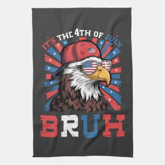 Its The 4th Of July Bruh Bald Eagle Patriotic キッチンタオル (縦)