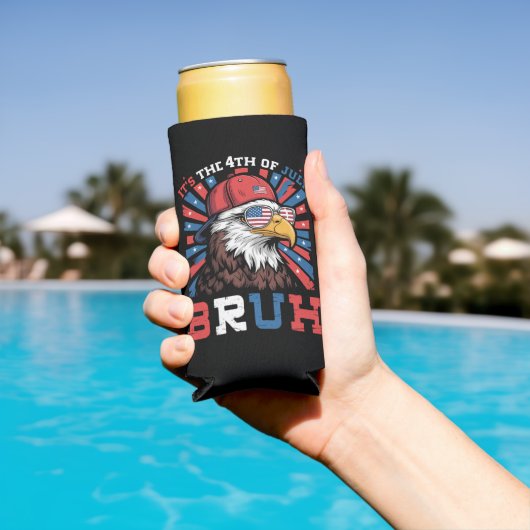 Its The 4th Of July Bruh Bald Eagle Patriotic スリム缶クーラー (インサイチュ プール)