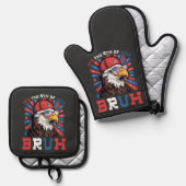 Its The 4th Of July Bruh Bald Eagle Patriotic 鍋つかみ&鍋敷きセット (正面/裏面)