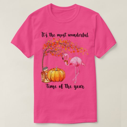 It's The Most Wonderful Autumn Time Flamingo Scarf Tシャツ (デザイン正面)