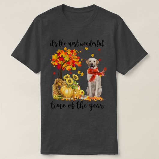 It's The Most Wonderful Autumn Time Labrador Pumpk Tシャツ (デザイン正面)