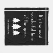 It's The Most Wonderful Time Black & White Holiday フリースブランケット (正面(横))