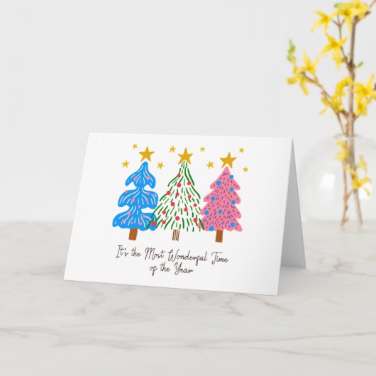 It's The Most Wonderful Time Christmas  カード (黄色い花)