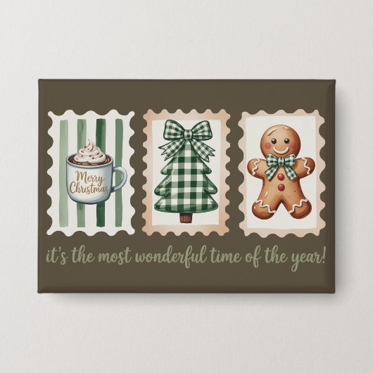 It's The Most Wonderful Time Christmas Gingerbread 缶バッジ (正面)