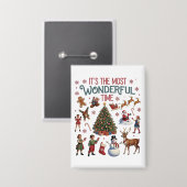 It's The Most Wonderful Time Christmas Vintage  缶バッジ (正面/裏面)