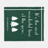 It's The Most Wonderful Time Dark Green Holiday フリースブランケット (正面(横))