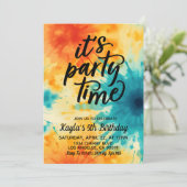 It's Time Groovy絞り染め誕生日招待状 招待状 (スタンド正面)