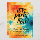It's Time Groovy絞り染め誕生日招待状 招待状 (正面/裏面)