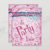 It's Time Pink Cupkakeファンシー招待状 招待状 (正面/裏面)