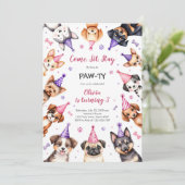 It's Time to Paw-ty Party Animals Kids Birthday 招待状 (スタンド正面)